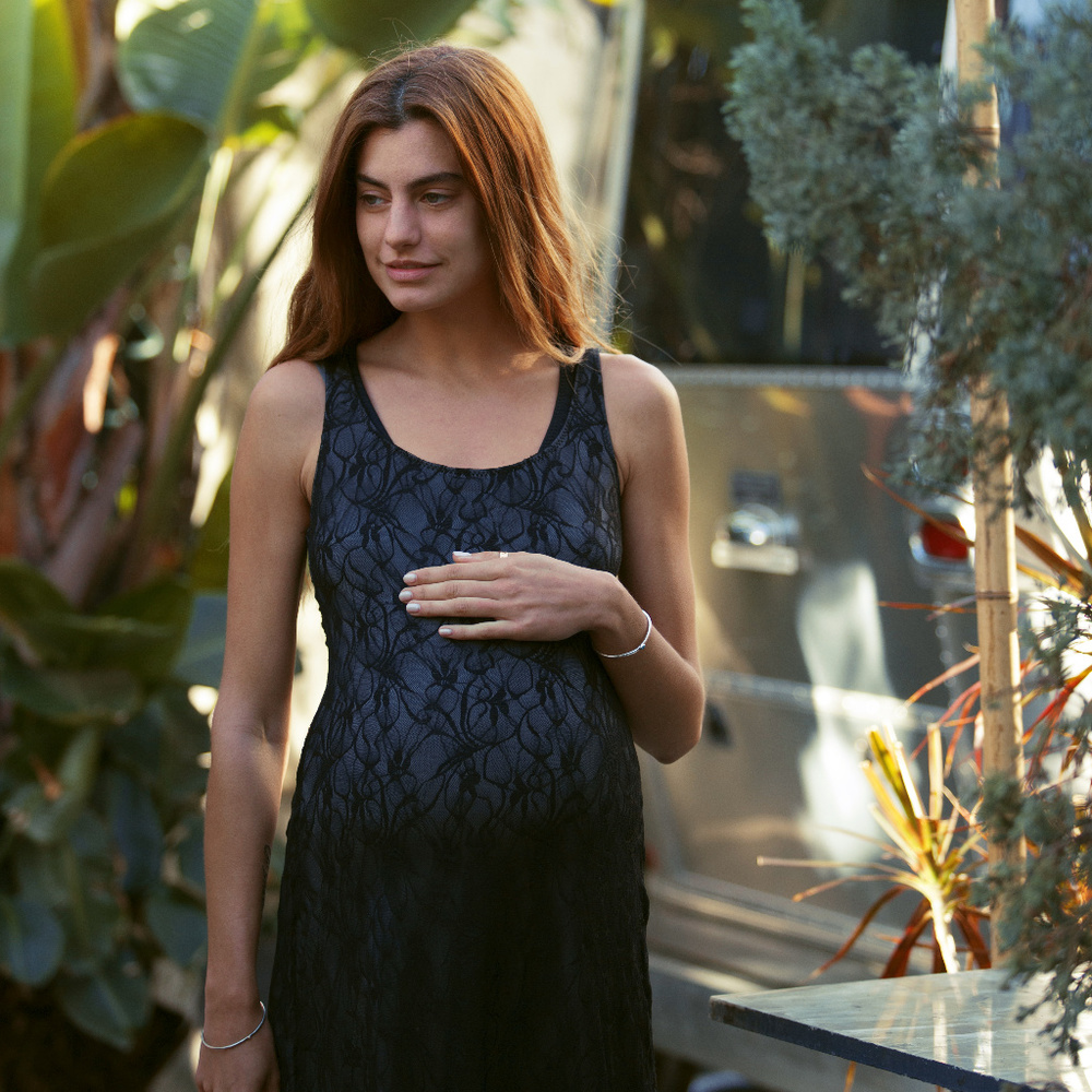 MAJAMAS black lace maternity nursing tank dress